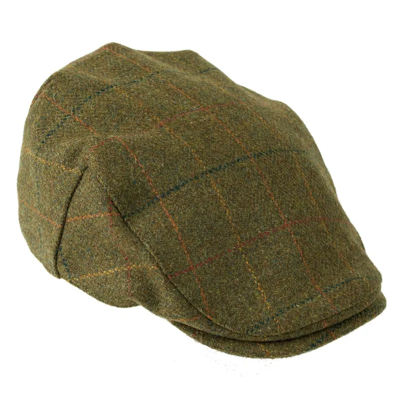 Heather Kinloch Waterproof Tweed Flat Cap in Brown and Orange
